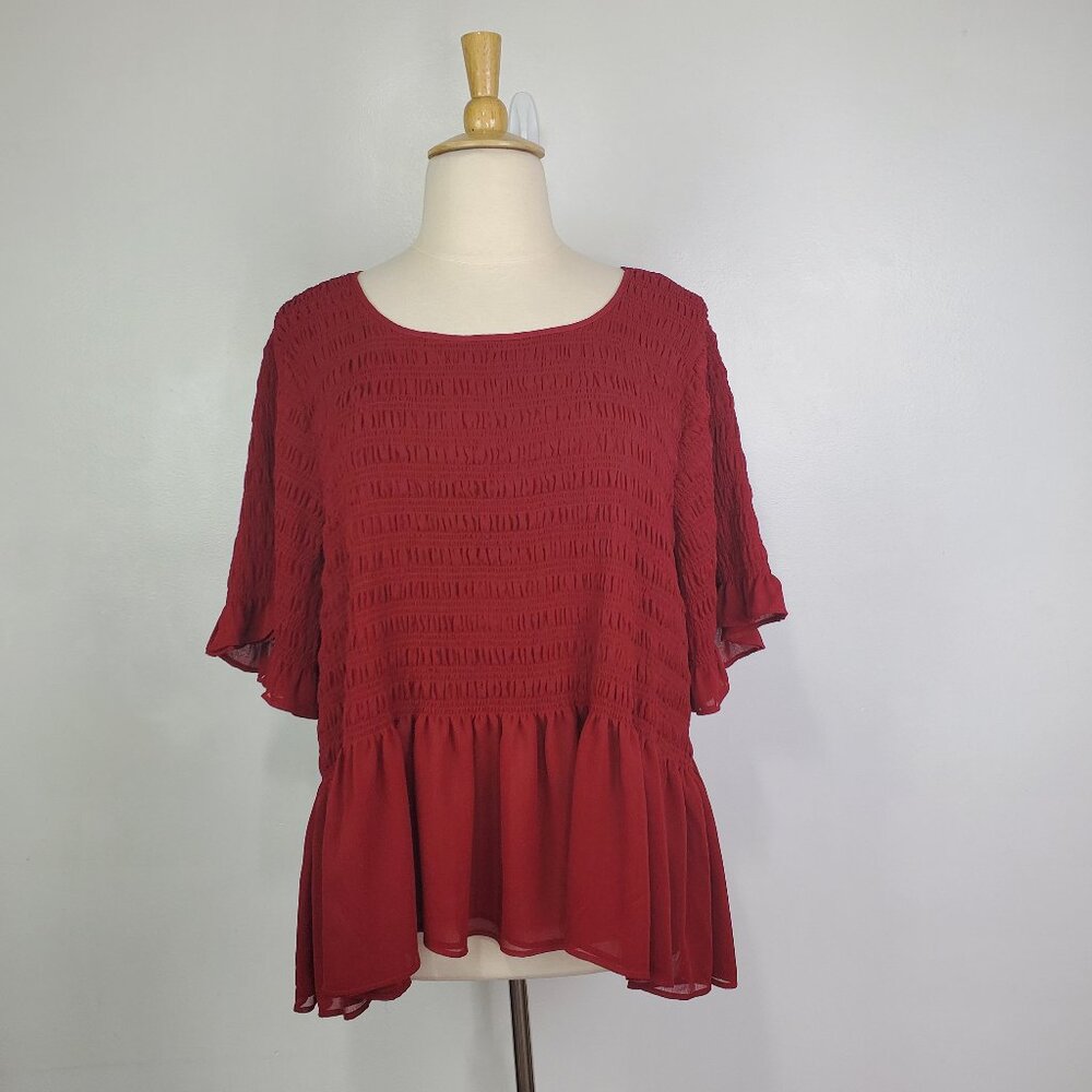 Torrid Chiffon Short Sleeve Smocked Cropped Top Blouse NEW NWT Size 5